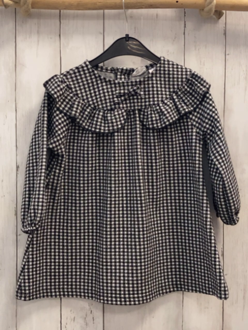 Zara  Kleid  Gr. 98  schwarz weiß kariert Rüschen 