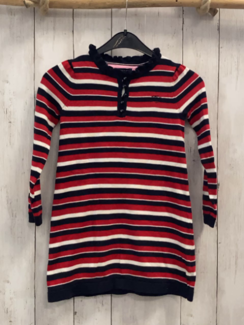 Tommy Hilfiger  Kleid  Gr. 110  schwarz rot weiße Streifen Strick 