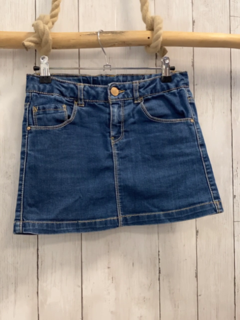 Zara  Rock Gr. 152  blau Jeans orange Nähte Bund verstellbar 