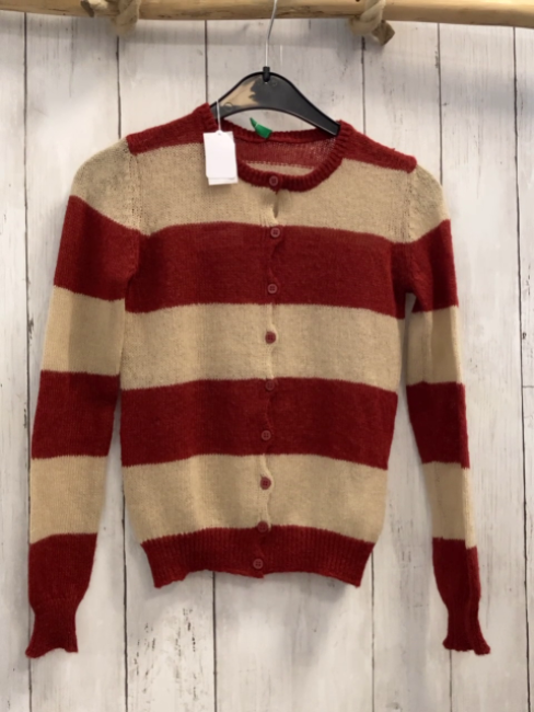 Benetton  Strickjacke  Gr. 122  rot beige Streifen 