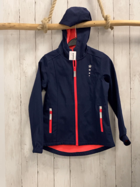   Softshelljacke  Gr. 140  blau Kapuze hellrte Reißverschlüsse + Futter