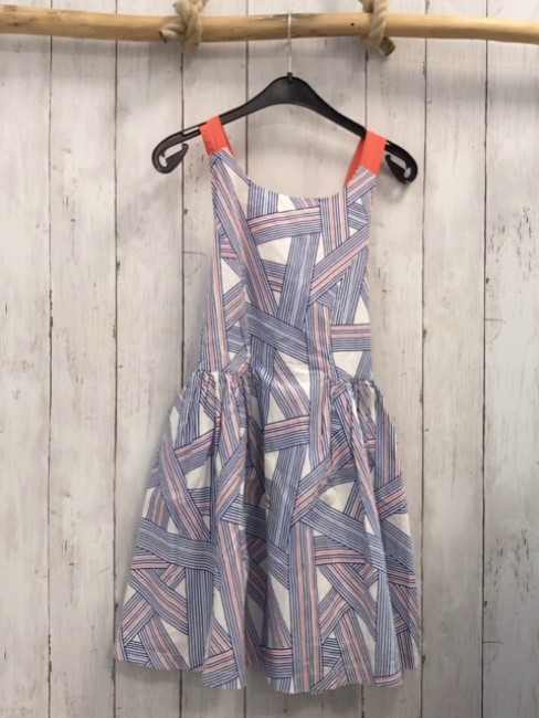 Okaidi Kleid  Gr. 140  weiß blau hellblau orange Streife 