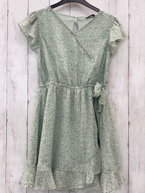  Kleid  Gr. 152  mint hellgrüne Blumen graue Blätter 