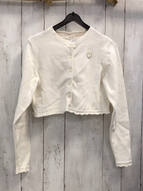 vertbaudet Strickjacke Gr. 152  weiß gold gesticktes Herz