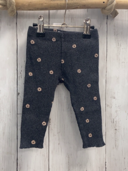 Zara  Leggings Gr. 74  dunkelgrau Rippen lachs Blumen 