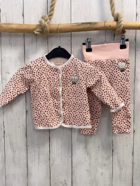 2tlg Bondi  Sweatjacke + Jogginghose  Gr. 68  rosa grauer Druck weißer Bund 