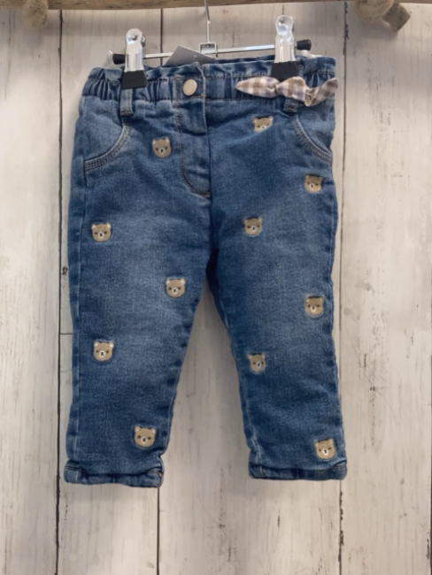   Hose  Gr. 74  blau Jeans gefüttert Bärenköpfe Gummizugbund 