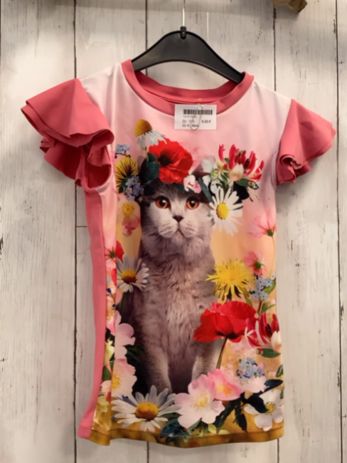 Molo UV-Schutzshirt Gr. 110  pink Katze mit Blumen