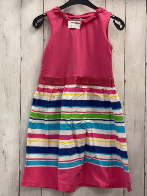 Waikiki  Kleid  Gr. 140  pink Oberteil weiß hellblau blau pink gelb gestreifter Rock 
