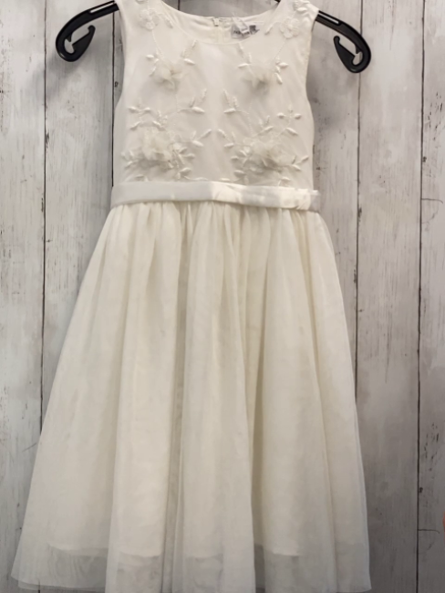 neu Happy Girls  Kleid  Gr. 128  weiß zweilagig Blumenstickerei Tüllüberrck 