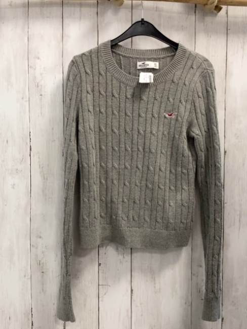 Hollister  Pullover  Gr. 158  grau Strick Zöpfe 
