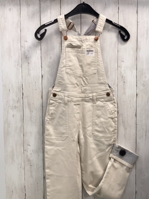   Latzhose  Gr. 140  beige + grau beige Streifensaum 