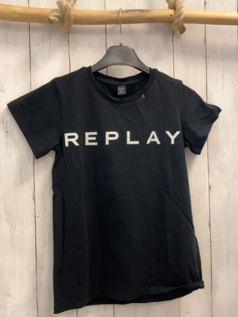 Replay  T-Shirt  Gr. 140  schwarz hellgraue Glitzerschrift 