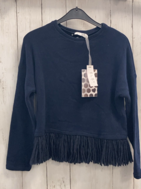 neu Elsy Girl  Pullover  Gr. 146/152  blau Fransensaum NP 89,90 € 