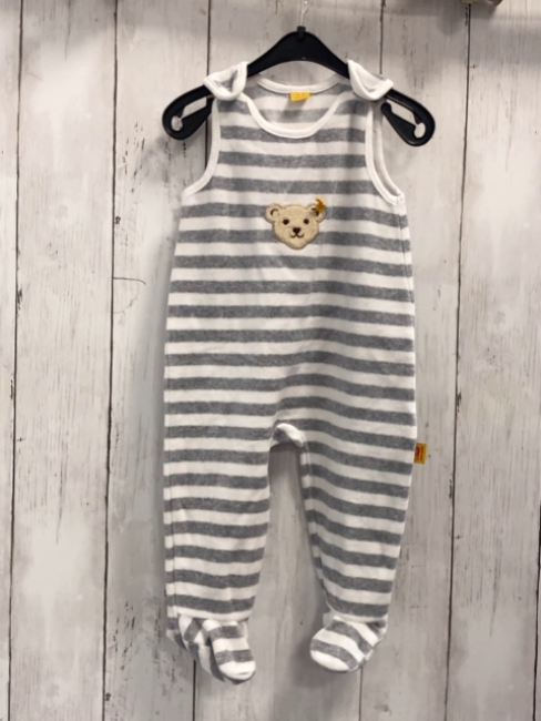 Steiff Schlafanzug Gr. 68  grau weiß gestreift Nicky