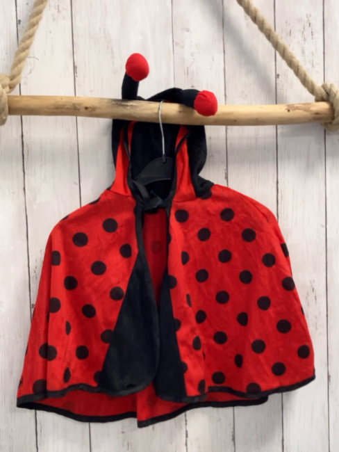  Karnevalkosüm  Gr. 74/98  rot schwarzer Umhang Marienkäfer 2,4
