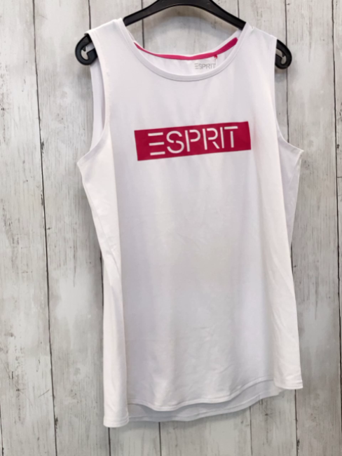 Esprit  Sporttop M  weiß roter Balken mit weißer Schrift 