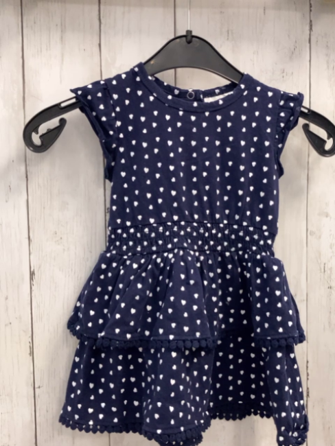   Kleid  Gr. 74  blau weiße Herzen Rüschen