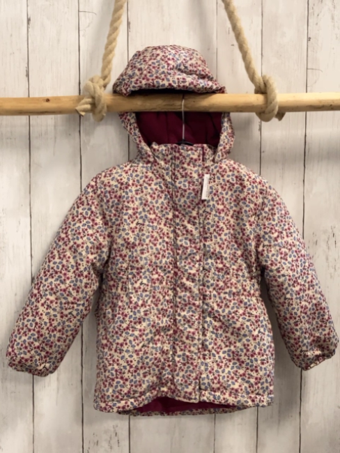 2tlg  Winterjacke  Gr. 104  beige Blumen mit Fleeceinnenjacke 