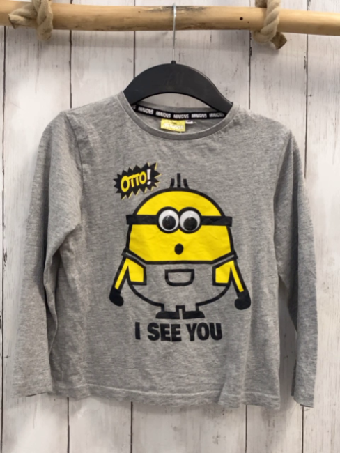   Langarmshirt Gr. 116  grau Minions 