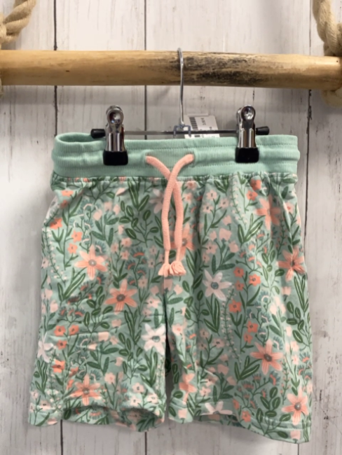Alana  Shorts  Gr. 104  mint lachs orange Blumen rosa Kordel