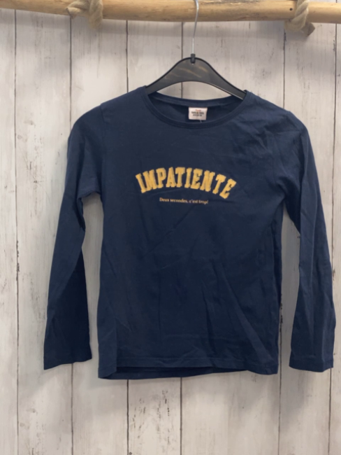 Tape à l´ oeil  Langarmshirt  Gr. 128  blau mais goldene Schrift mit Glitzer 