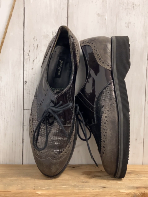 Paul Green  Schuhe  Gr. 38  grau mit Lack + Glitzer 