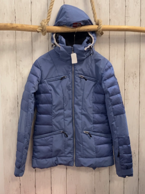 Napapijri  Winterjacke Gr. S hellblau Aufnäher silber Reißverschlüsse 