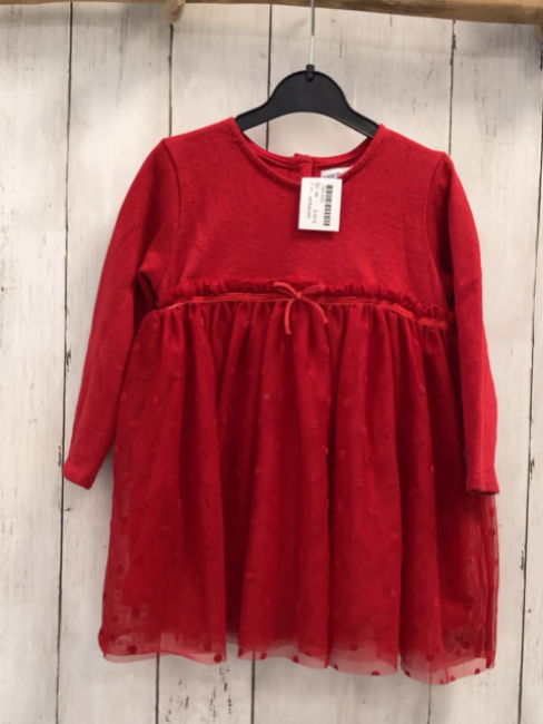 vertbaudet Kleid Gr. 86  rot Tüllrock mit Punkten