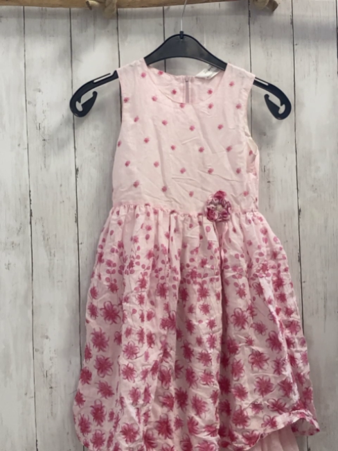   Kleid  Gr. 134  rosa pink rot silber Glitzerblurmen 