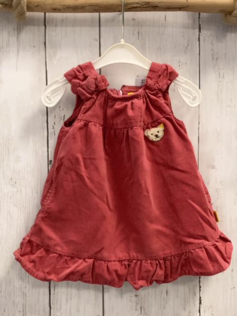 Steiff  Kleid  Gr. 56  himbeere Kord Rüschensaum 