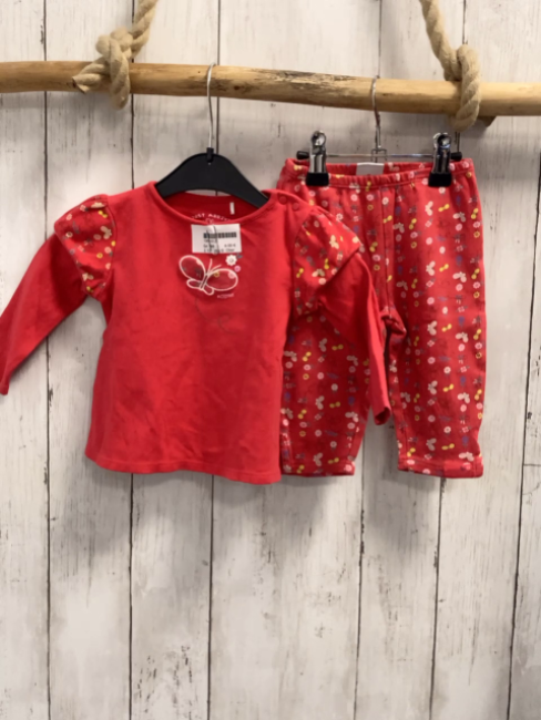 2tlg S´ Oliver  Langarmshirt + Leggings  Gr. 68  rot bunte Schmetterlinge 