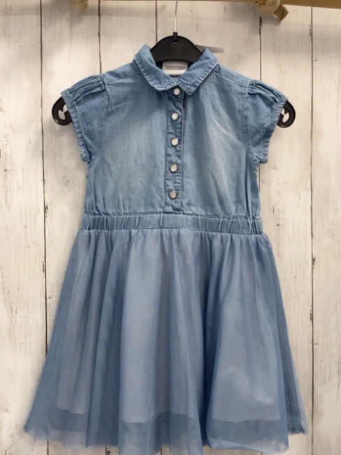   Kleid  Gr. 110  blaues Jeansoberteil Netzüberrock