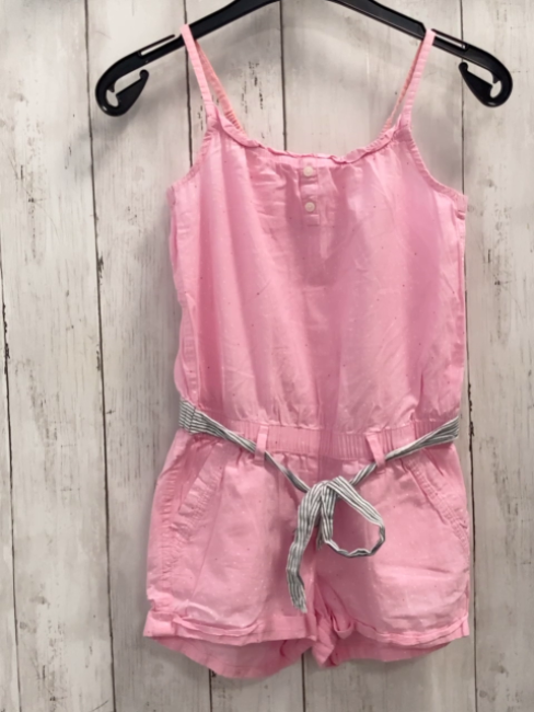 H&M  Playsuit Gr. 128  rosa Punkte + grau weiß gestreifter Gürtel 
