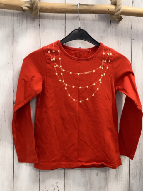 Esprit  Langarmshirt  Gr. 122  rot Ketten aus gelben Sternen 