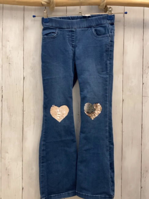  Jeggings Gr. 128  blau Jeans Pailetten an den Knien