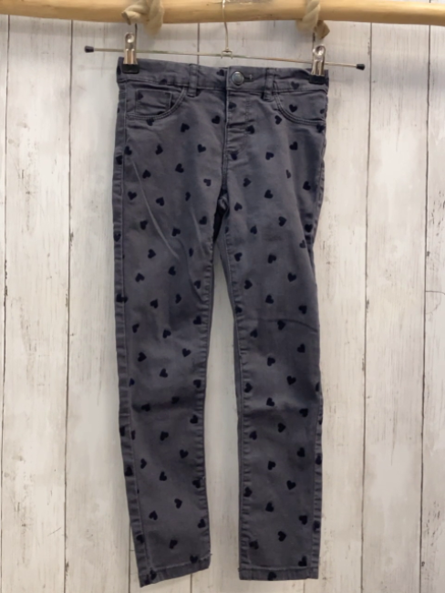  Hose Gr. 128  grau schwarze Herzen  Bund verstellbar
