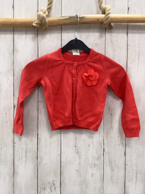  Strickjacke Gr. 92  rot Blume