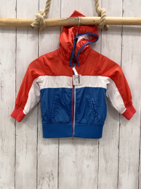H&M Jacke Gr. 80  rot weiß blau blauer Bund + Reißverschluss 