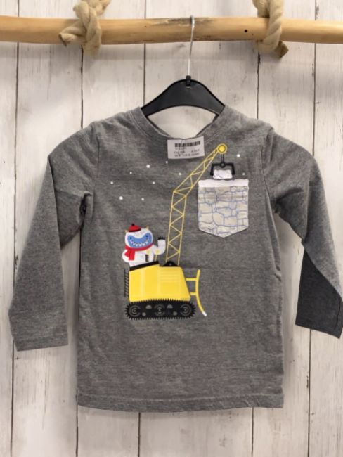 Cat & Jones Langarmshirt Gr. 104  grau Kran