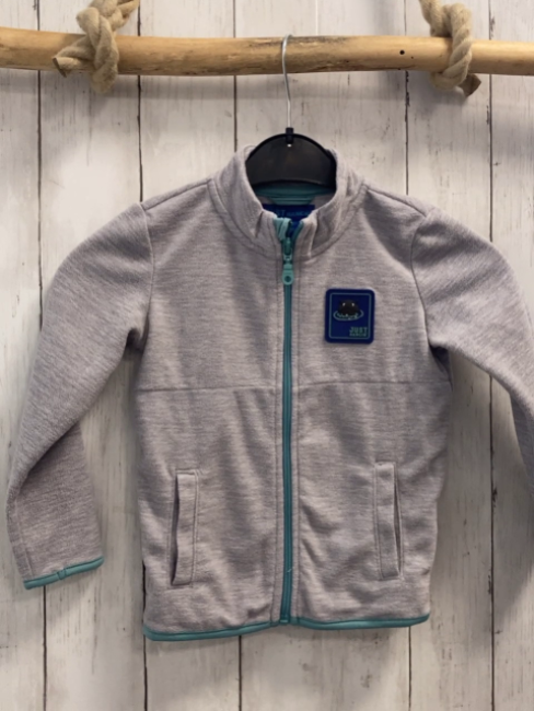   Fleecejacke  Gr. 98  grau mint Bund + Reißverschluss 