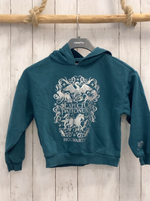 Harry Potter  Pullover  Gr. 122/128  petrol silber Druck Harry Potter Kapuze 