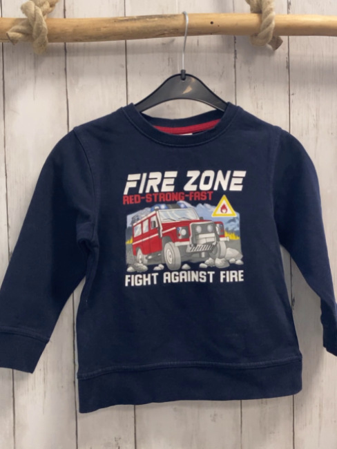 Salt & Pepper Pullover Gr. 104  blau Feuerwehr weiße Schrift