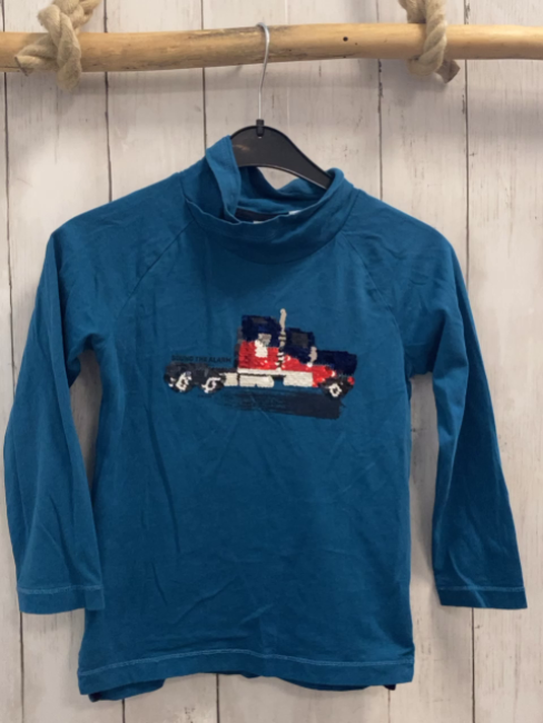 S´Oliver Langarmshirt Gr. 116  petrol Pailettenauto