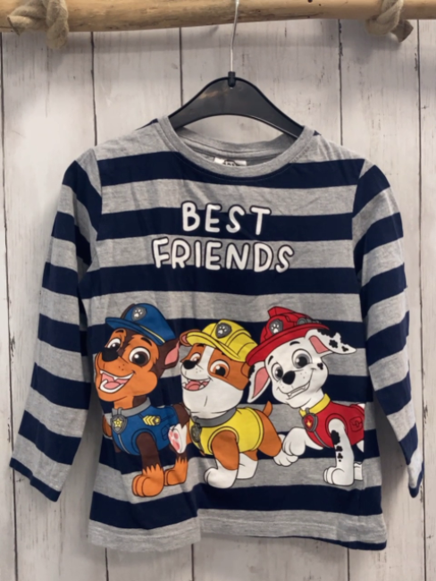 Nickelodeon Langarmshirt Gr. 110  blau grau gestreift Paw patrol