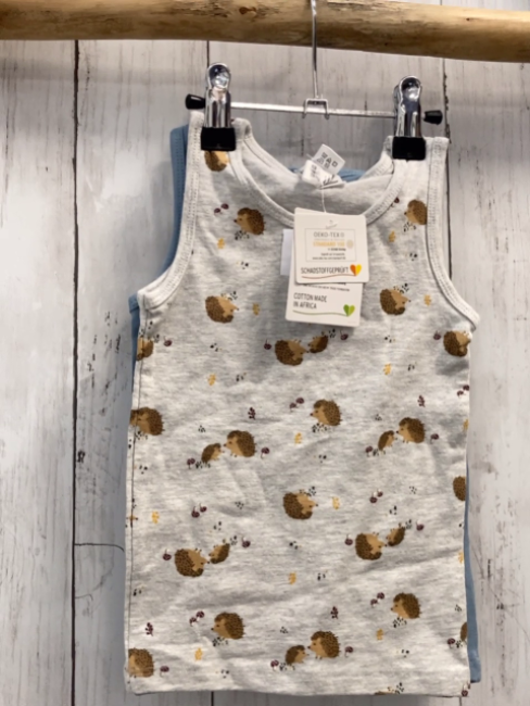 neu 2 P U-Hemd  Gr. 86  hellgrau Igel / hellblau 