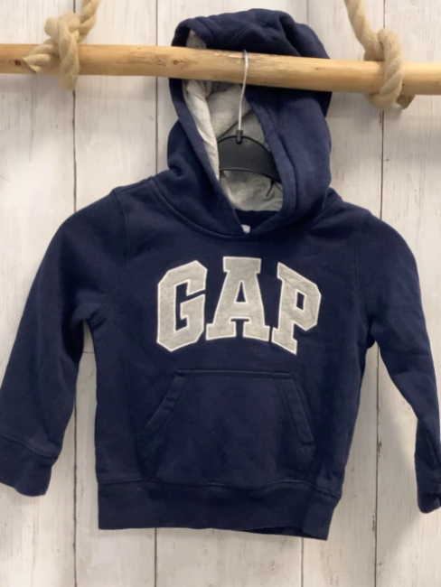 GAP  Pullover  Gr. 104  blau Kapuze graue Schrift 