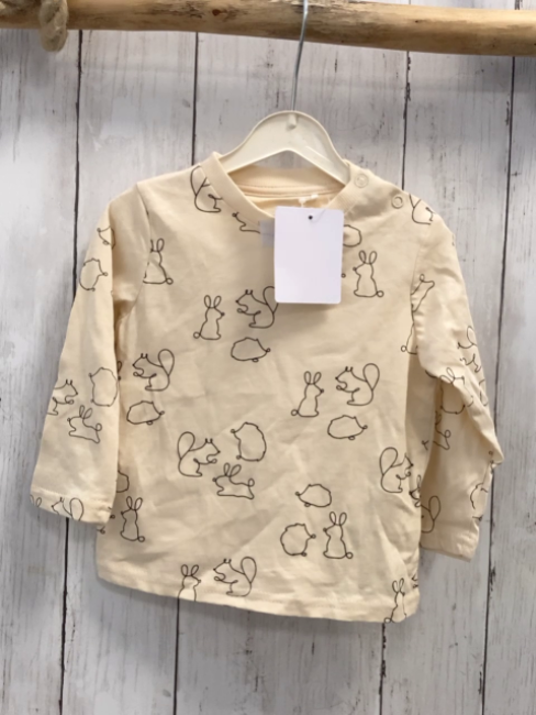 neu  Langarmshirt  Gr. 74  beige graue Waldtiere 