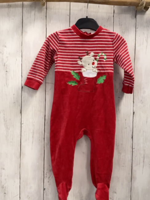 Wunderbärchen Schlafanzug Gr. 74  rot + rot weiß gestreift Stiefel Weihnachten