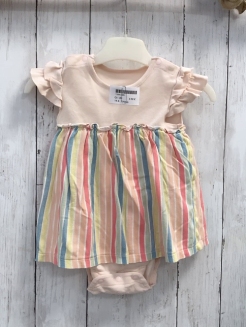 Uniqlo  Playsuit  Gr. 80  rosa Oberteil gestreifter Rock Bodyunterteil 